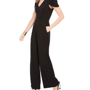 Vince Camuto Women's Puff-Sleeve Wide-Leg Jumpsuit Black Size 14